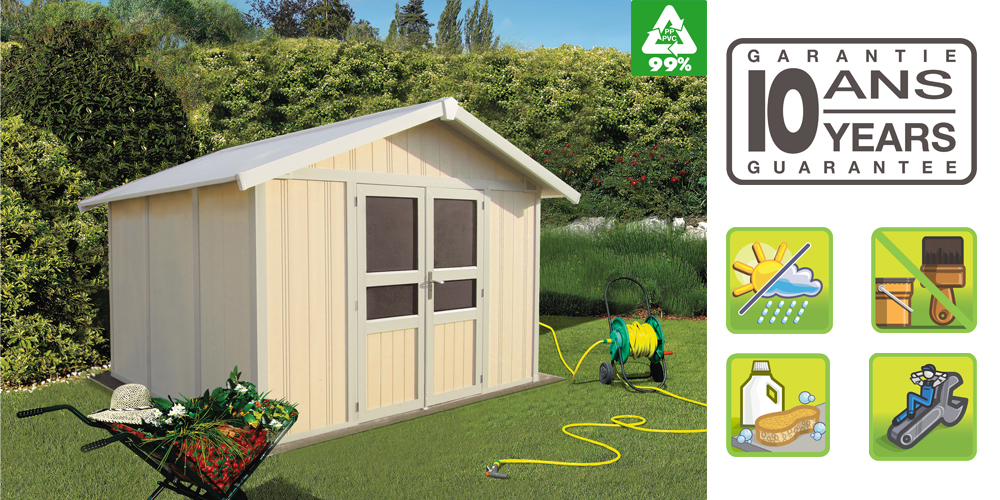Abri de jardin pvc garden home 7.53 m2 grosfillex
