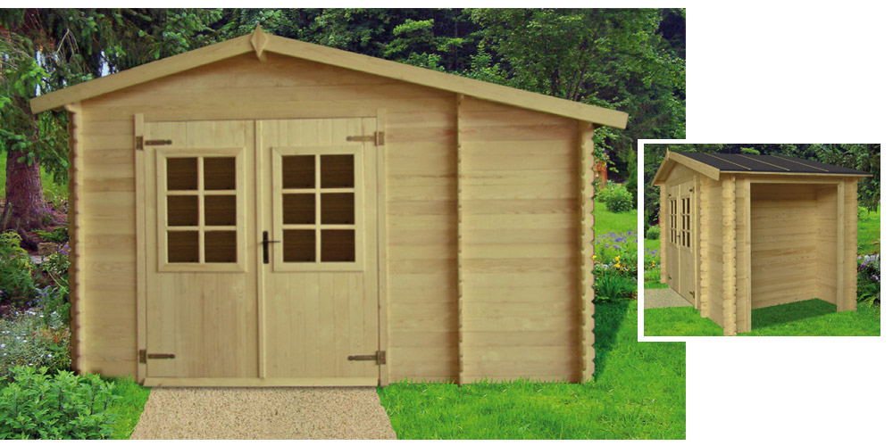 Chalet de jardin avec auvent
