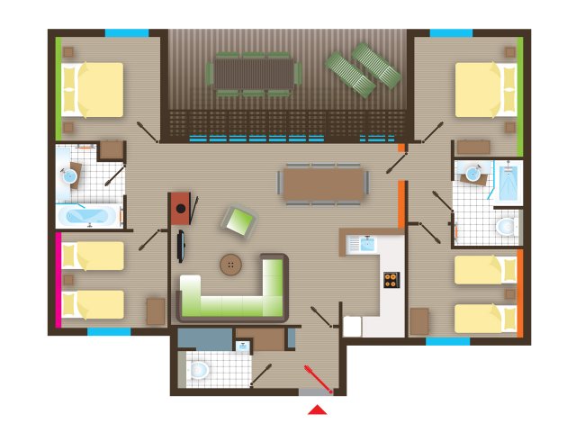 Plan cottage center parc 6 personnes
