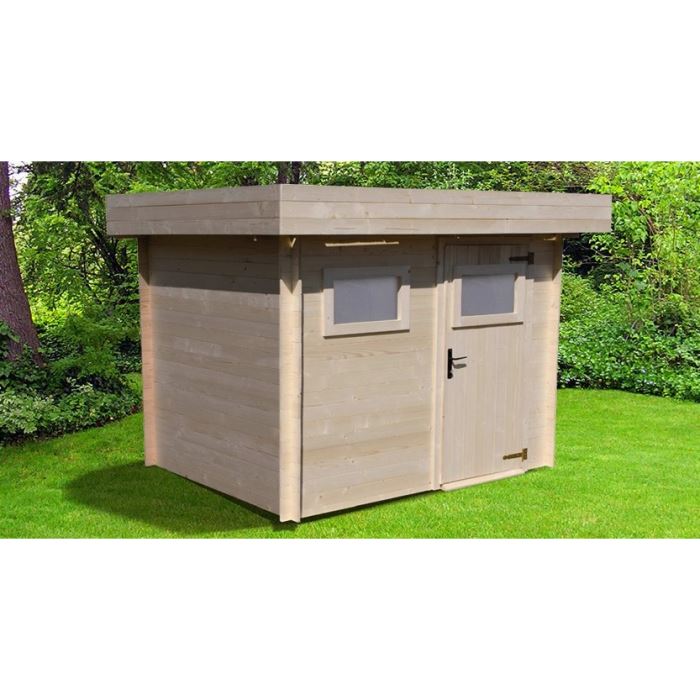 Abri jardin bois toit plat
