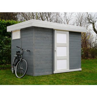 Cabane de jardin grise
