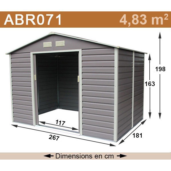 Abri de jardin en métal gris chester
