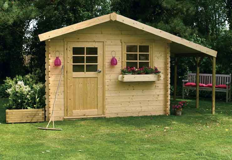 Abri de jardin avec abri bois

