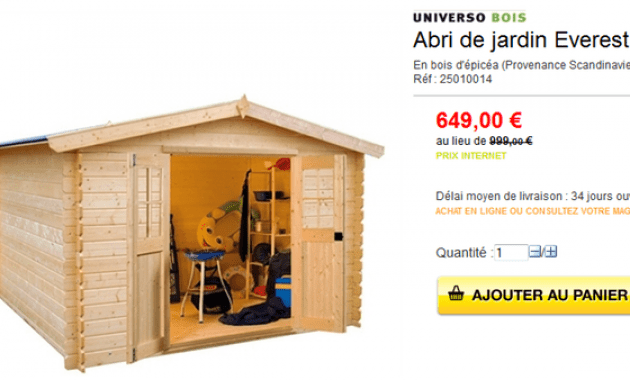 Abri de jardin en kit bois pas cher

