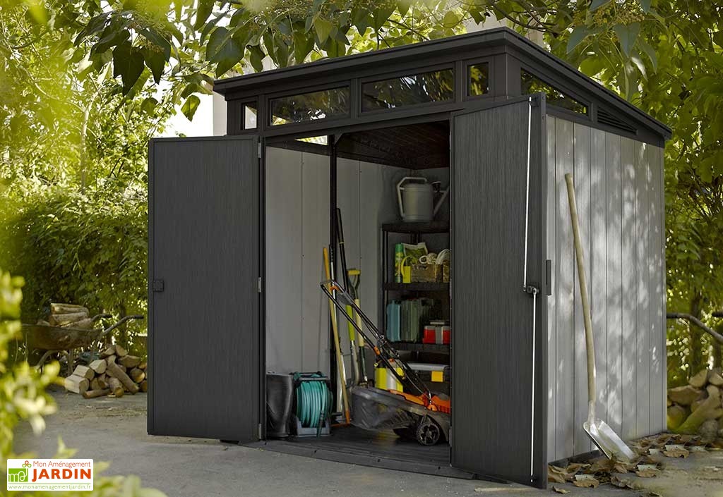 Abri jardin monopente resine
