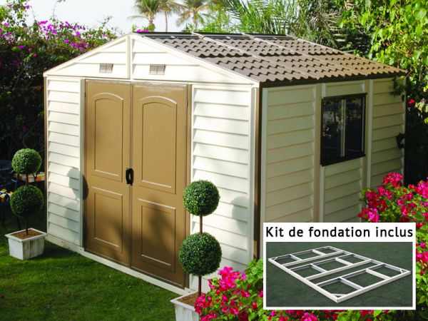 Abri jardin resine sans dalle
