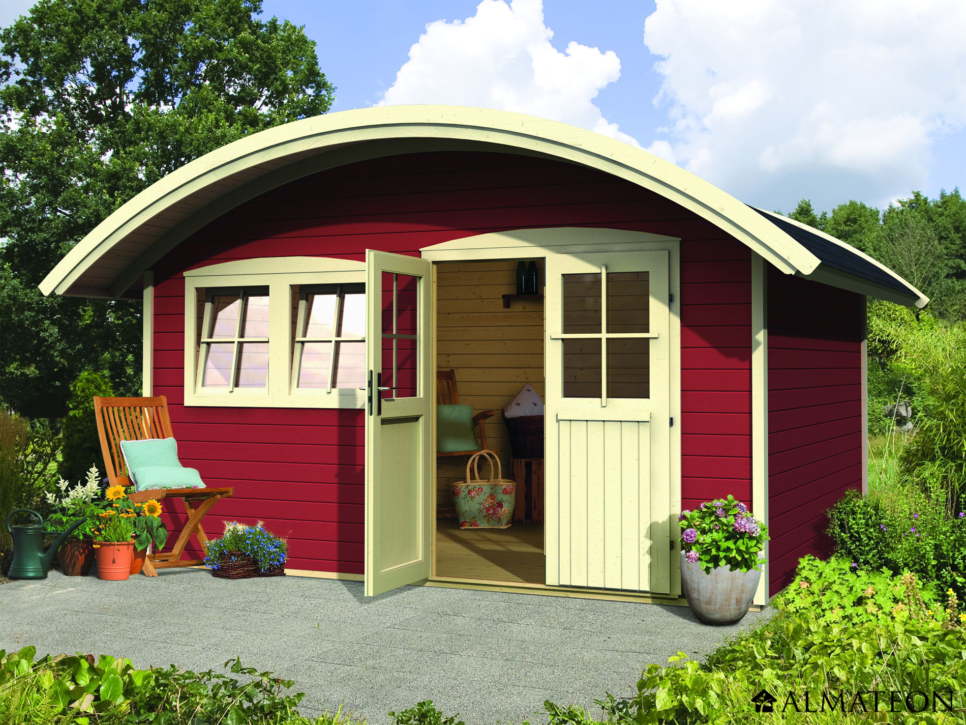 Chalet de jardin rouge
