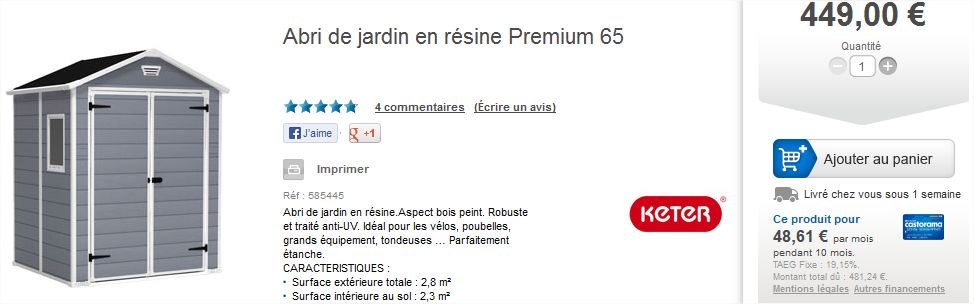 Abri jardin pvc castorama
