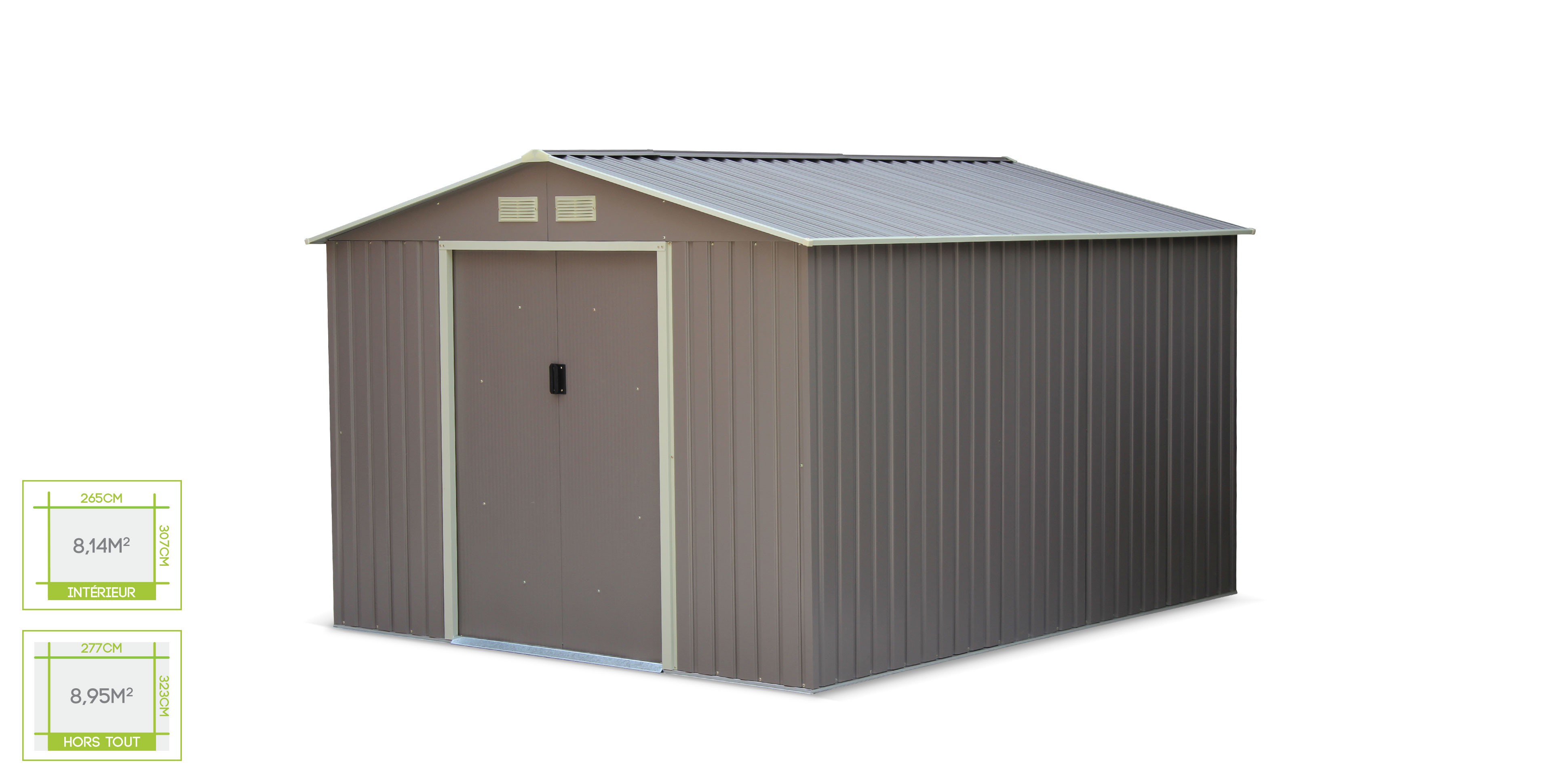 Abri de jardin metal taupe
