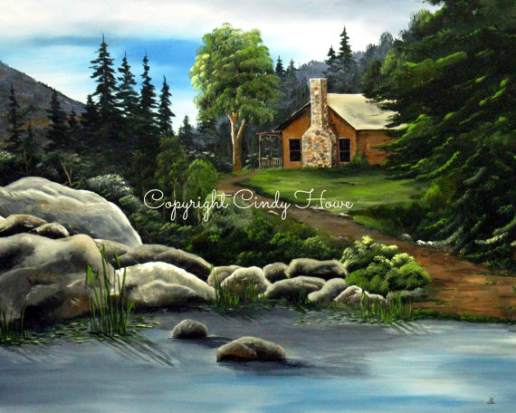 Chalet du lac sur la montagne
