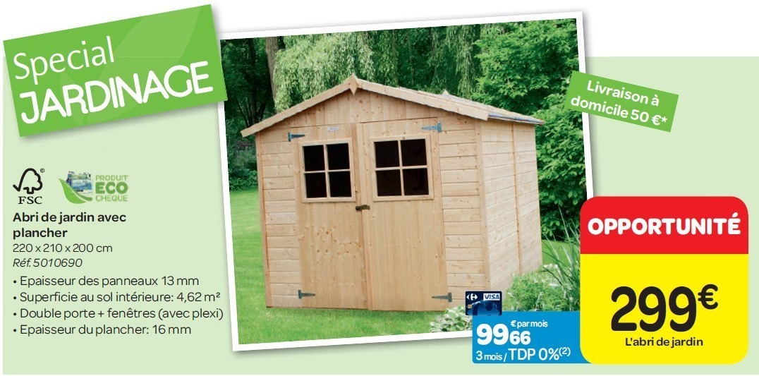 Cabane de jardin pas cher carrefour
