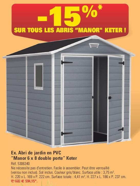 Abri de jardin pvc 10 x 8 woodside 7.68 m2
