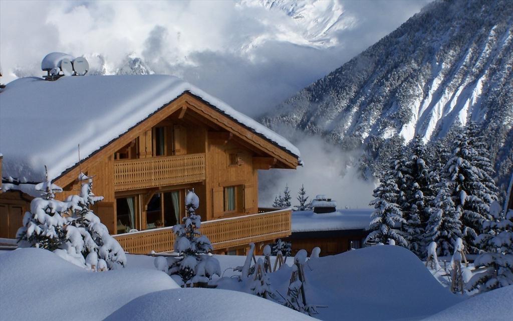 Fond ecran chalet montagne