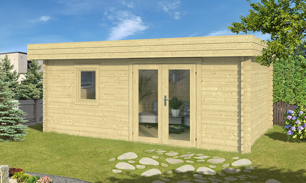 Chalet bois toit plat 20m2