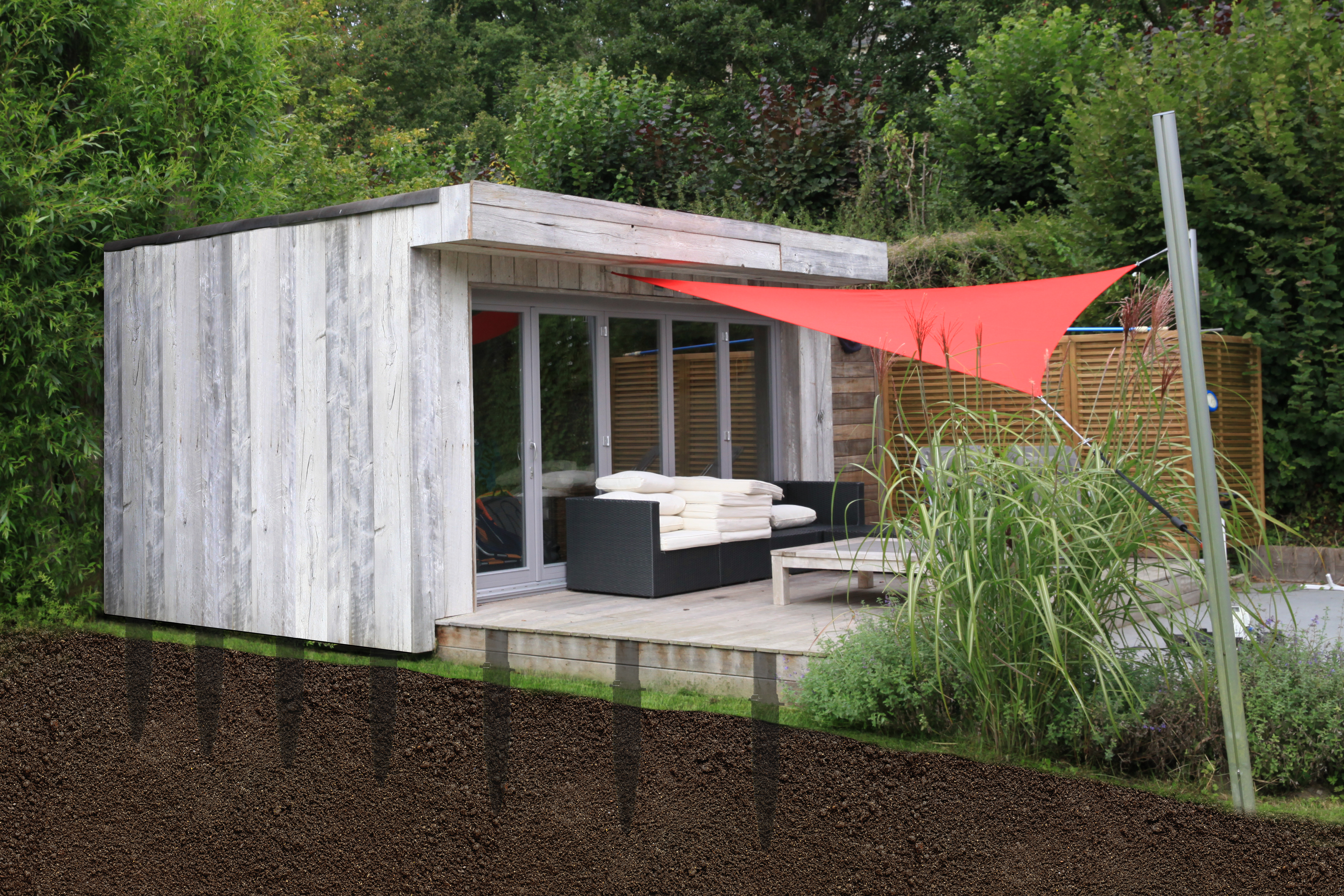Chalet de jardin sur pilotis
