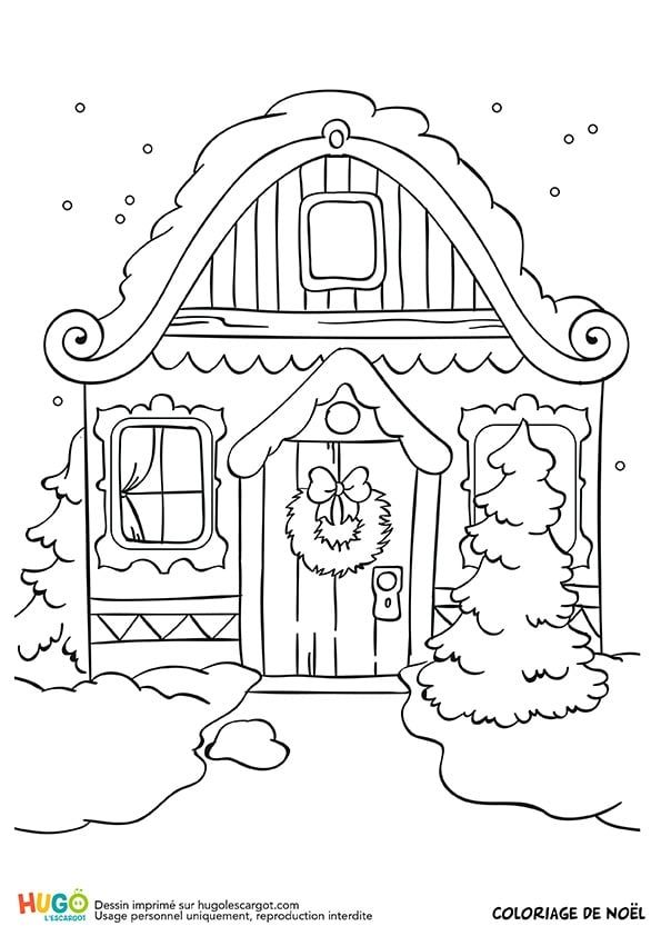 Dessin chalet neige