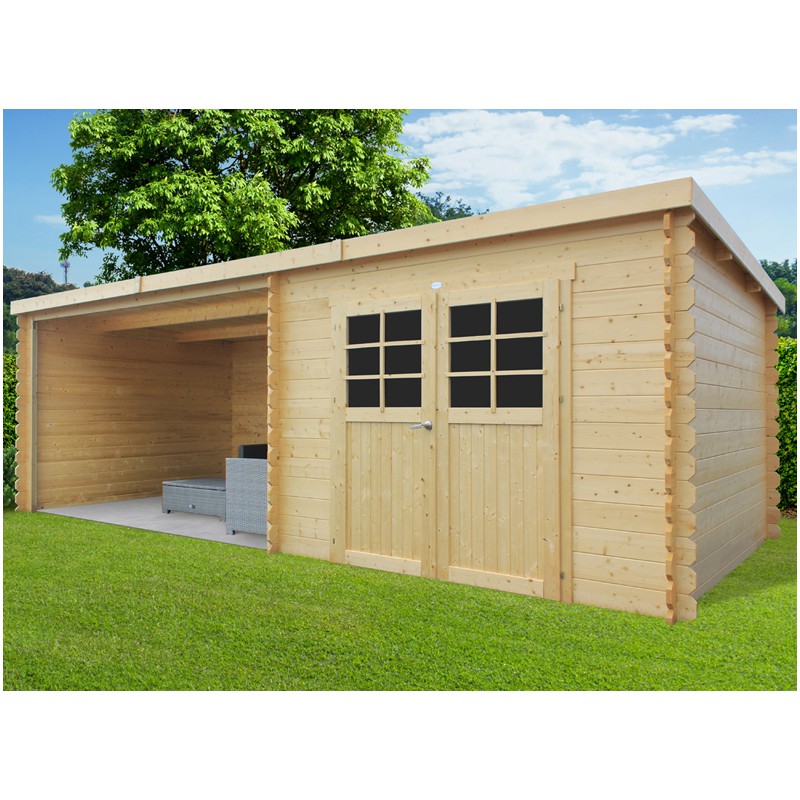 Chalet de jardin avec auvent