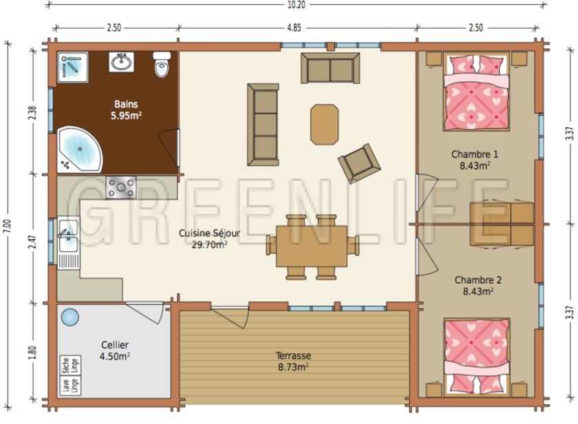 Chalet en bois habitable 2 chambres