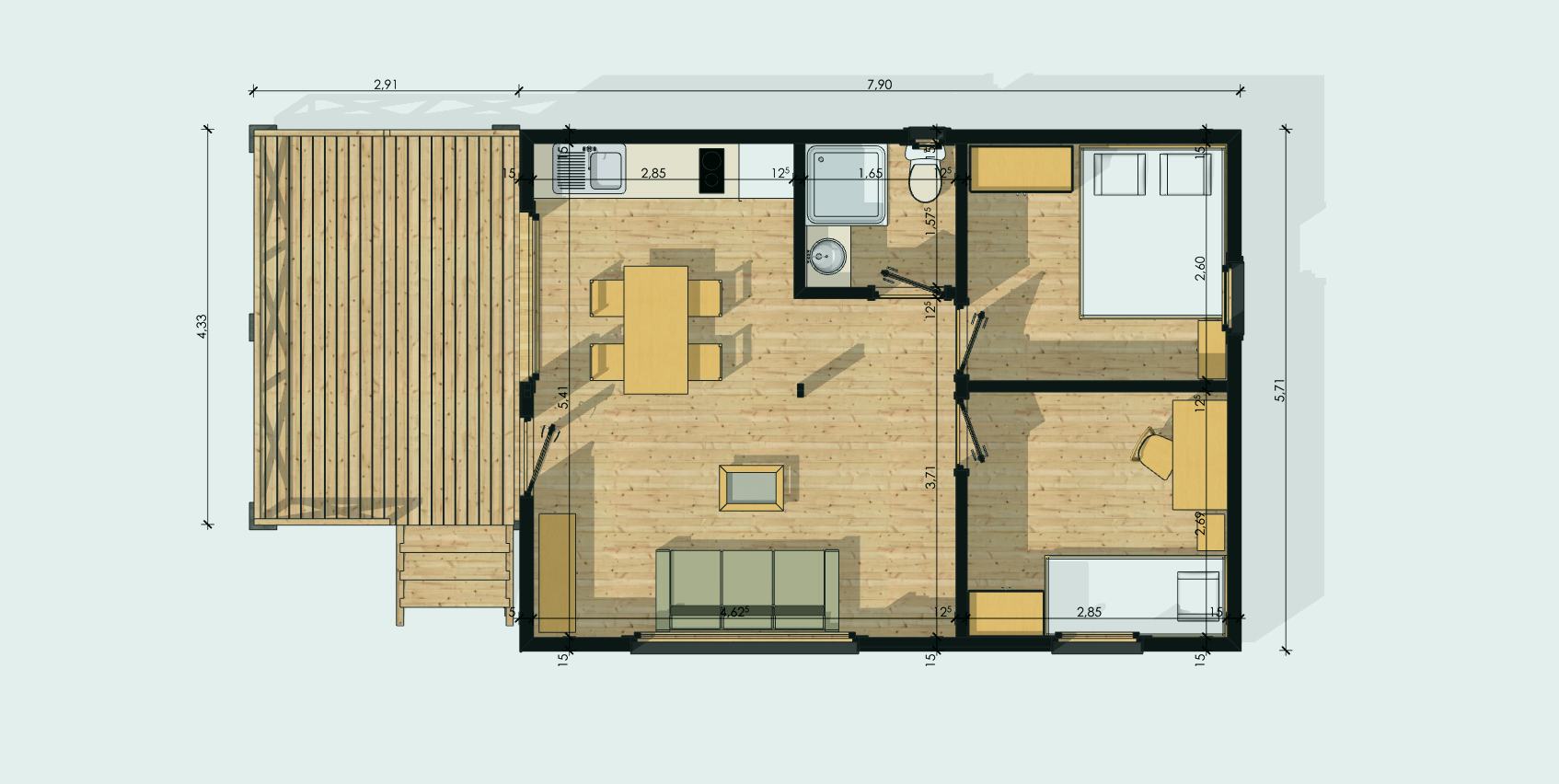 Chalet bois 50 m2