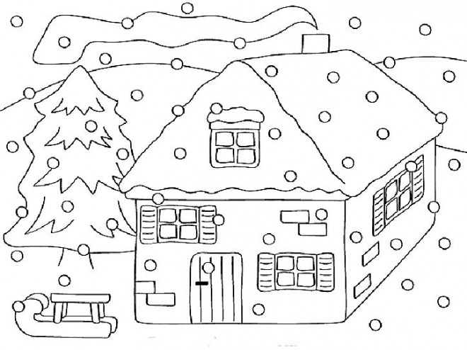 Coloriage chalet de montagne