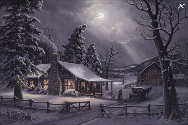 Chalet enneigé dessin