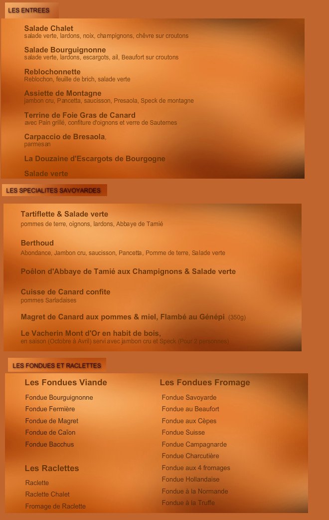 Le chalet savoyard carte