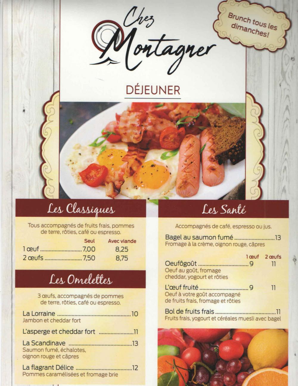 Au chalet de la marionnette menu