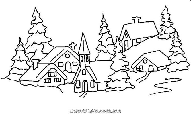 Chalet neige dessin