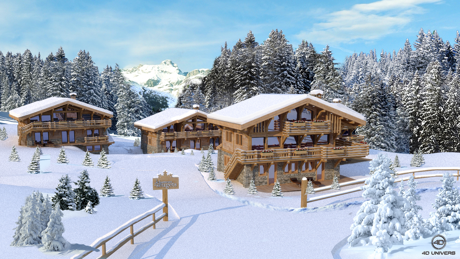 Photo chalet enneigé
