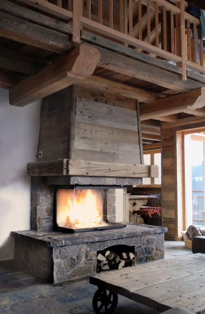 Cheminee chalet bois