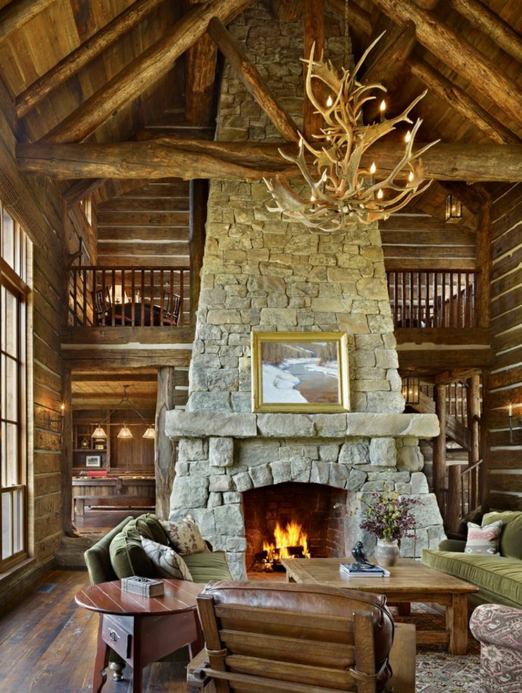 Interieur chalet bois et pierre
