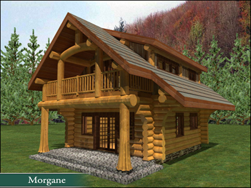 Chalet en bois rond bord de l'eau