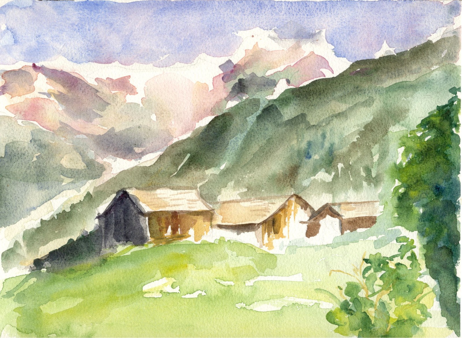 Peinture chalet montagne