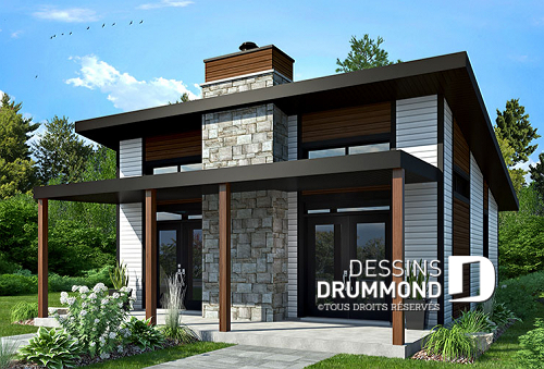 Plan petit chalet contemporain