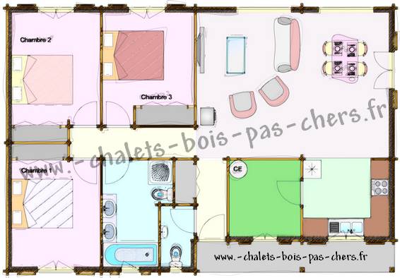 Chalet 3 chambres en kit