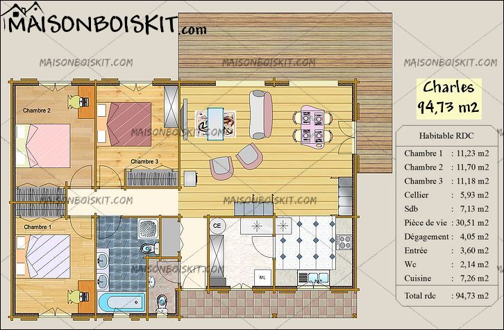 Chalet bois habitable 100m2
