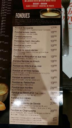 Le chalet savoyard menu