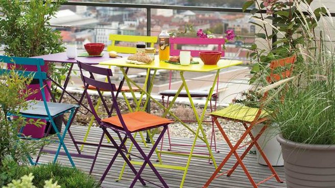 Salon de jardin aluminium colore