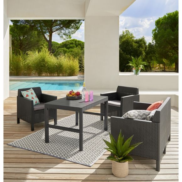 Salon de jardin bas alabama anthracite