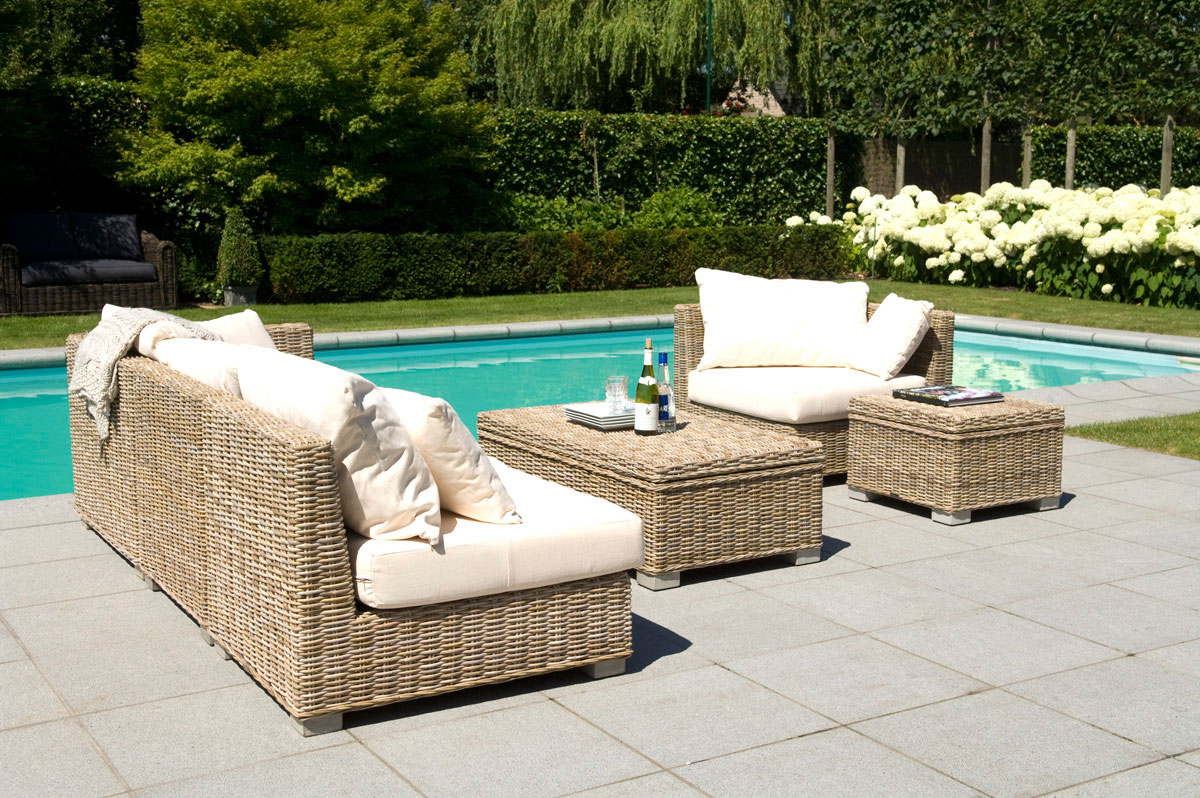 Salon de jardin rotin tresse gris