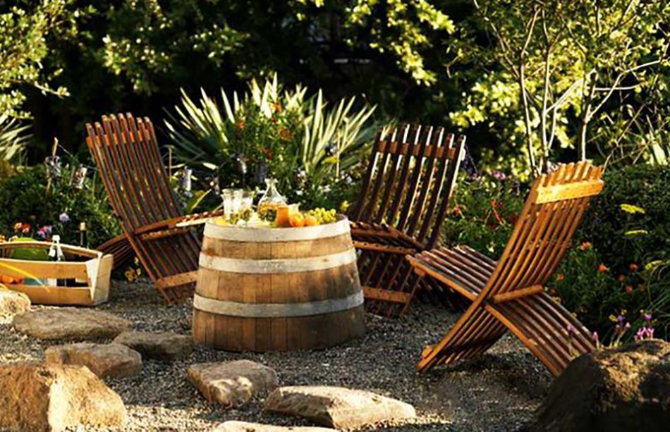 Salon de jardin en barrique