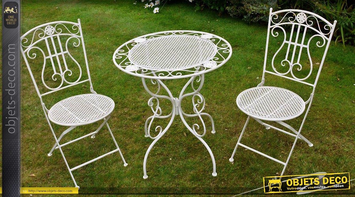 Salon de jardin rotin blanc