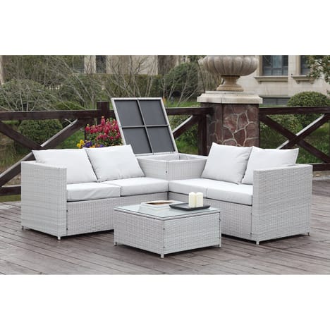 Salon de jardin bas avec table coffre