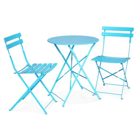 Salon de jardin bistrot bleu