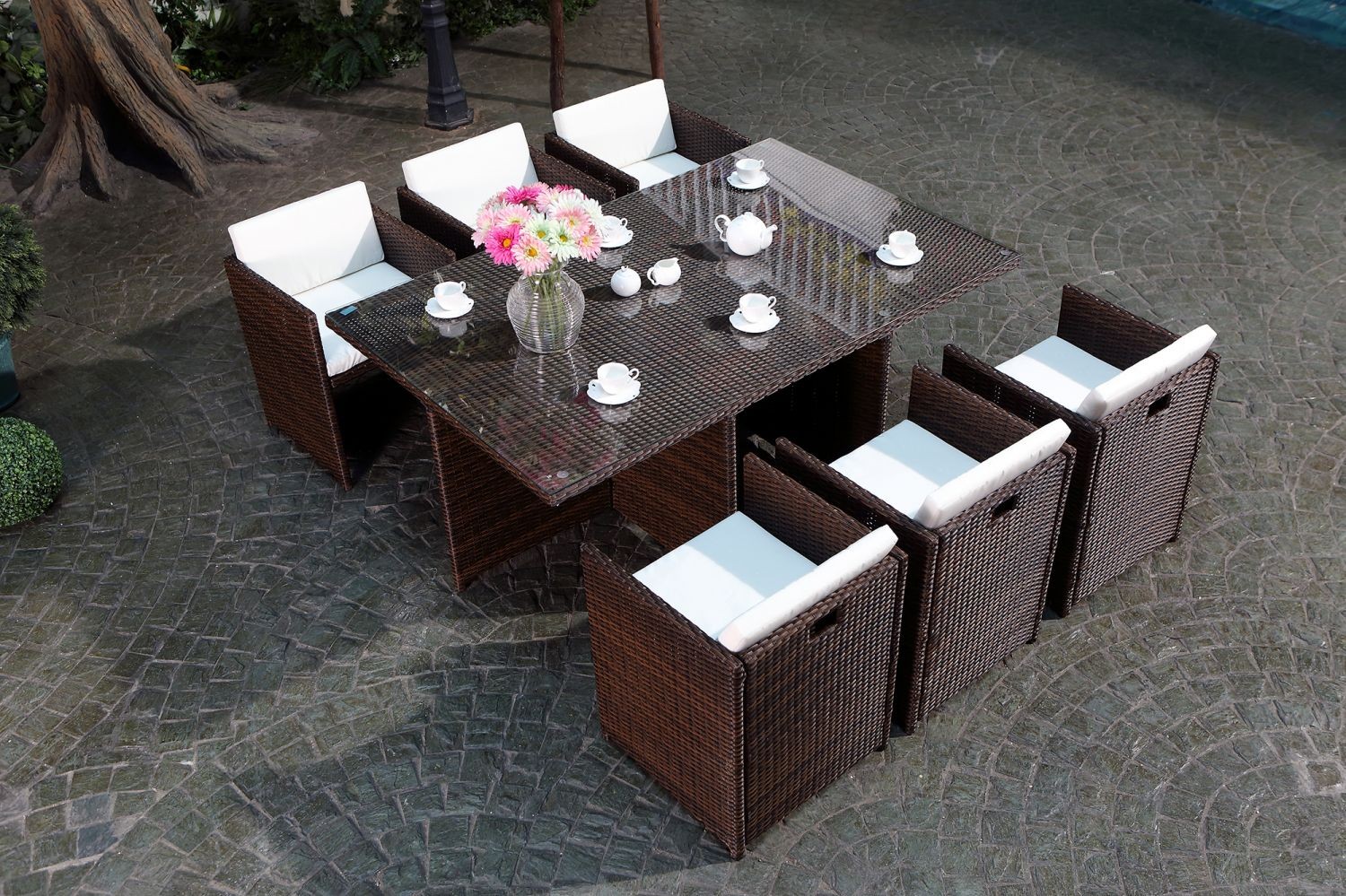 Salon de jardin miami 6 gris