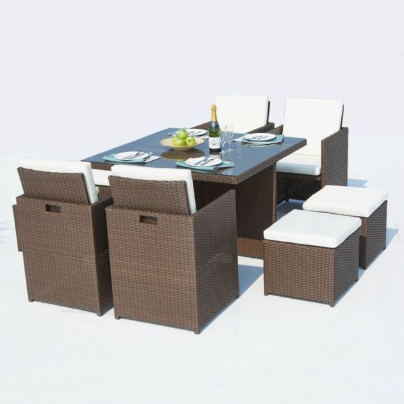 Salon de jardin resine tressee marron encastrable