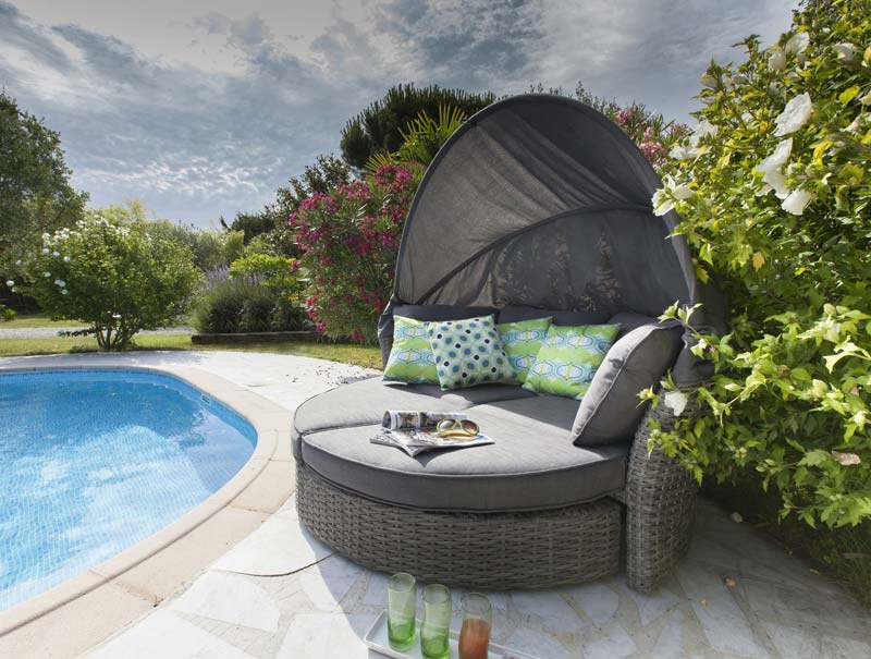 Salon de jardin osier rond