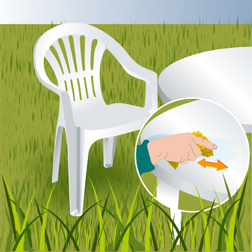 Nettoyage salon de jardin plastique blanc
