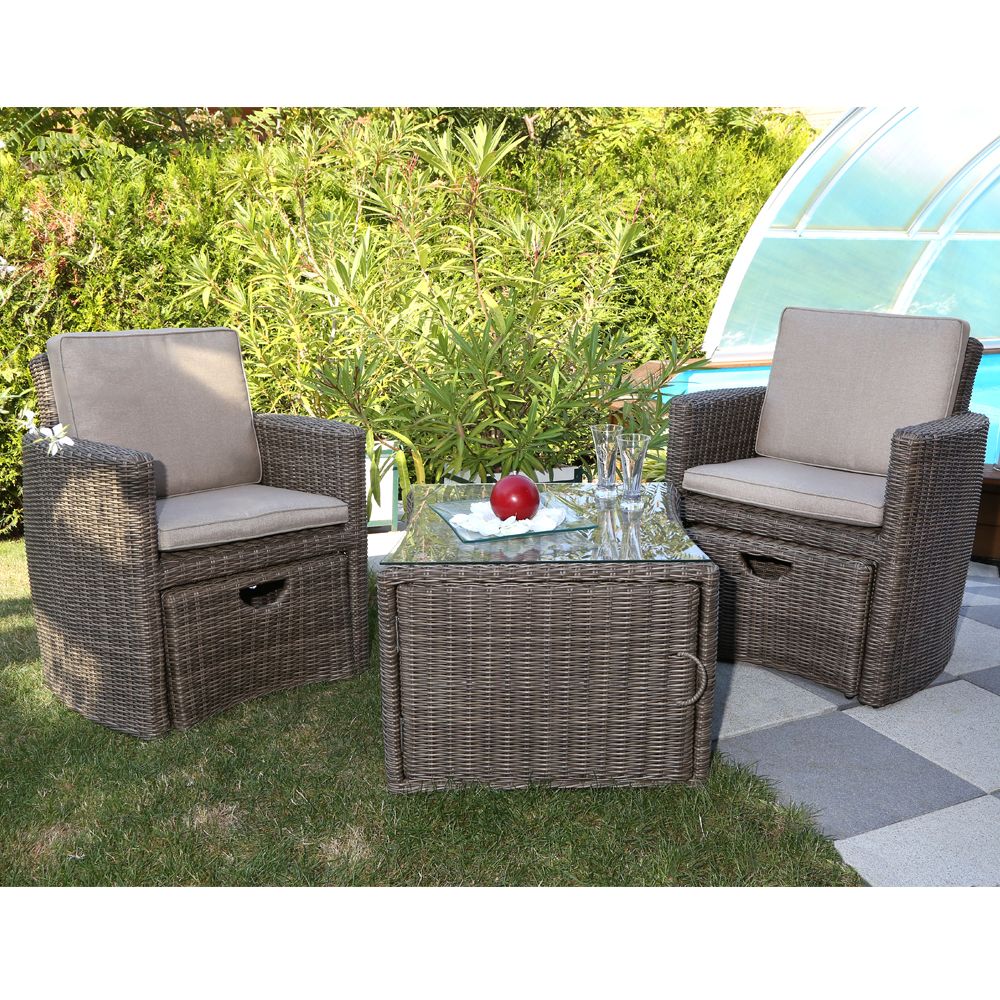 Salon de jardin 2 fauteuils 1 table