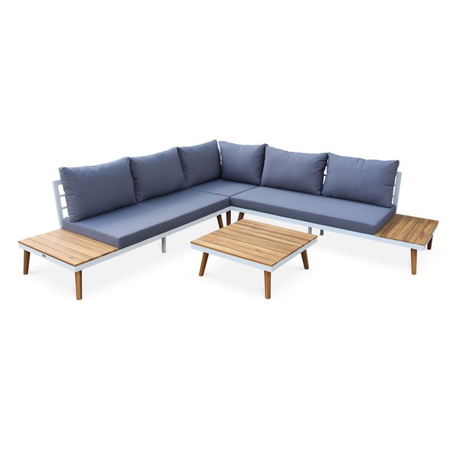 Salon de jardin bois canape
